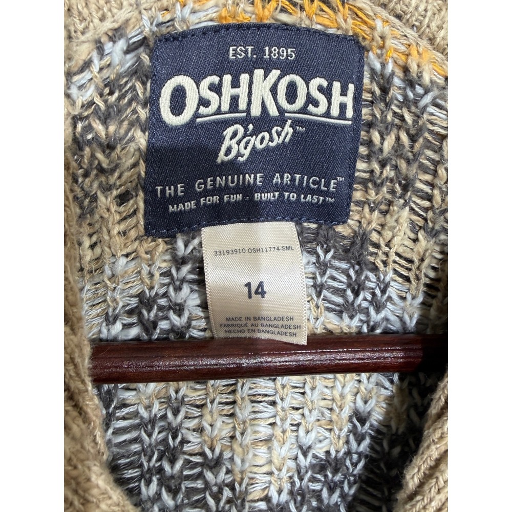 OshKosh Bgosh Vintage Southwestern Cardigan Tan Yellow Geometric Kids Size 14 - Picture 2 of 10